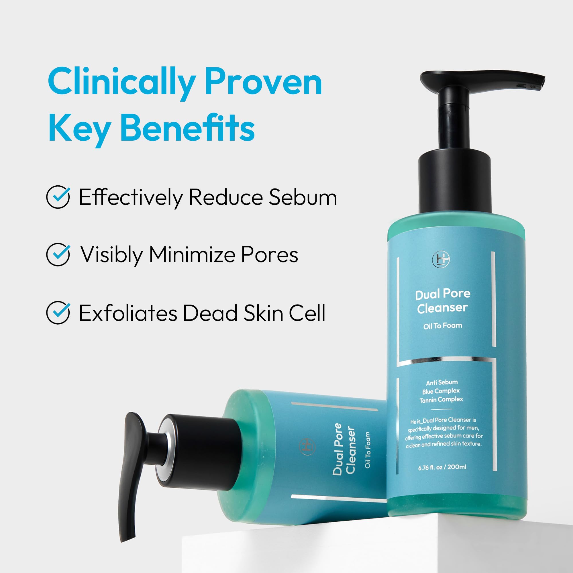 LAB BY He is_ Nettoyant Dual Pore gros plan sur les pores.