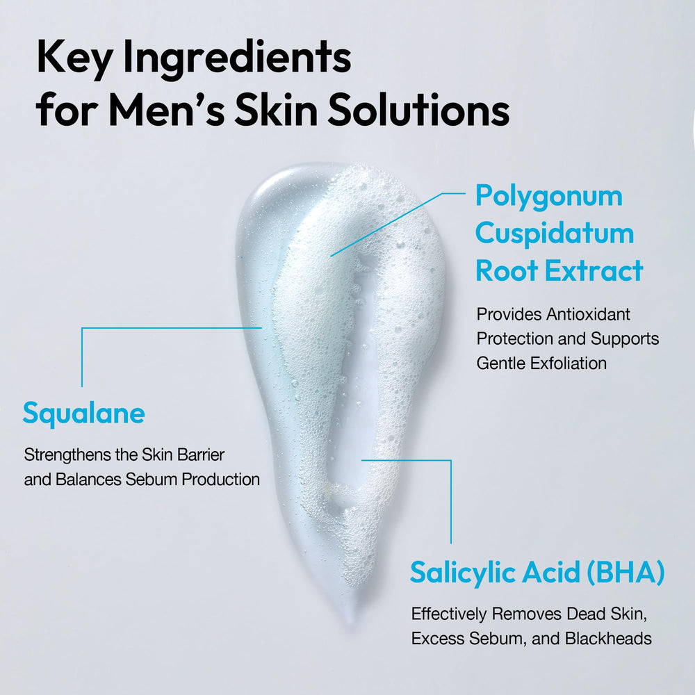 LAB BY He is_ Nettoyant Dual Pore peau fraîche après utilisation.