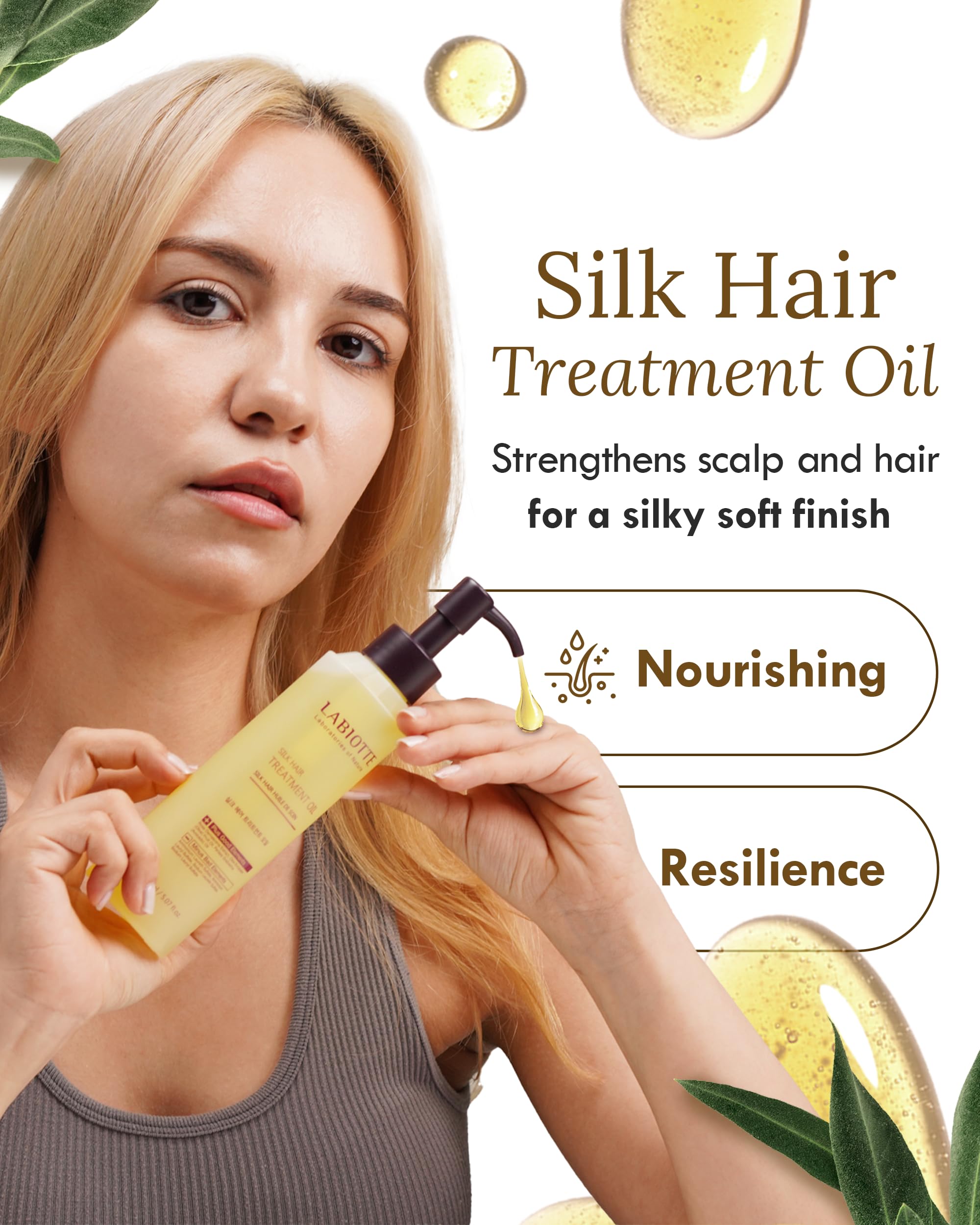 LABIOTTE Silk Oil etiquette-emballage: informations claires et ingrédients.