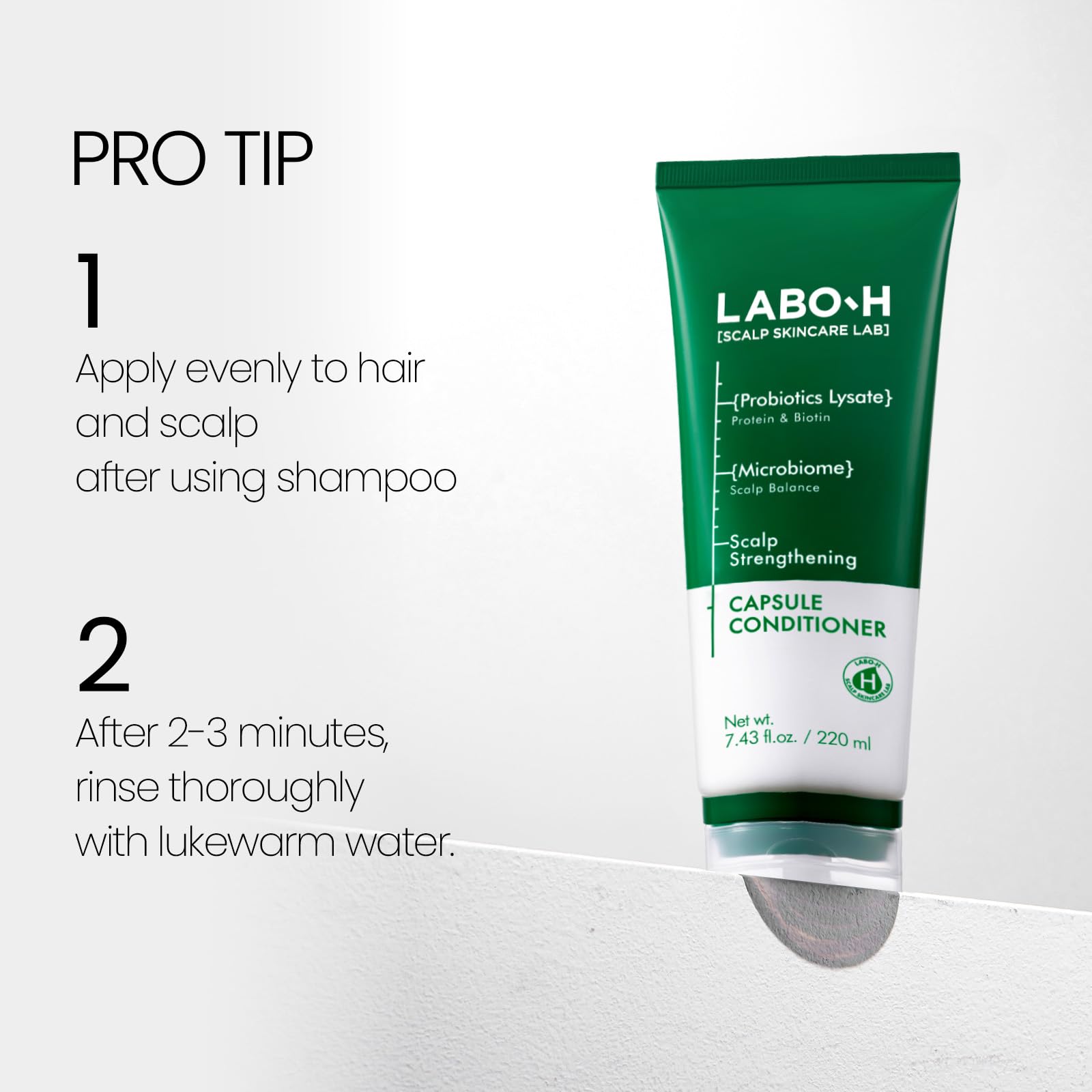 LABO-H Conditionneur Capsules – huile de romarin et caféine pour revitaliser les cheveux.