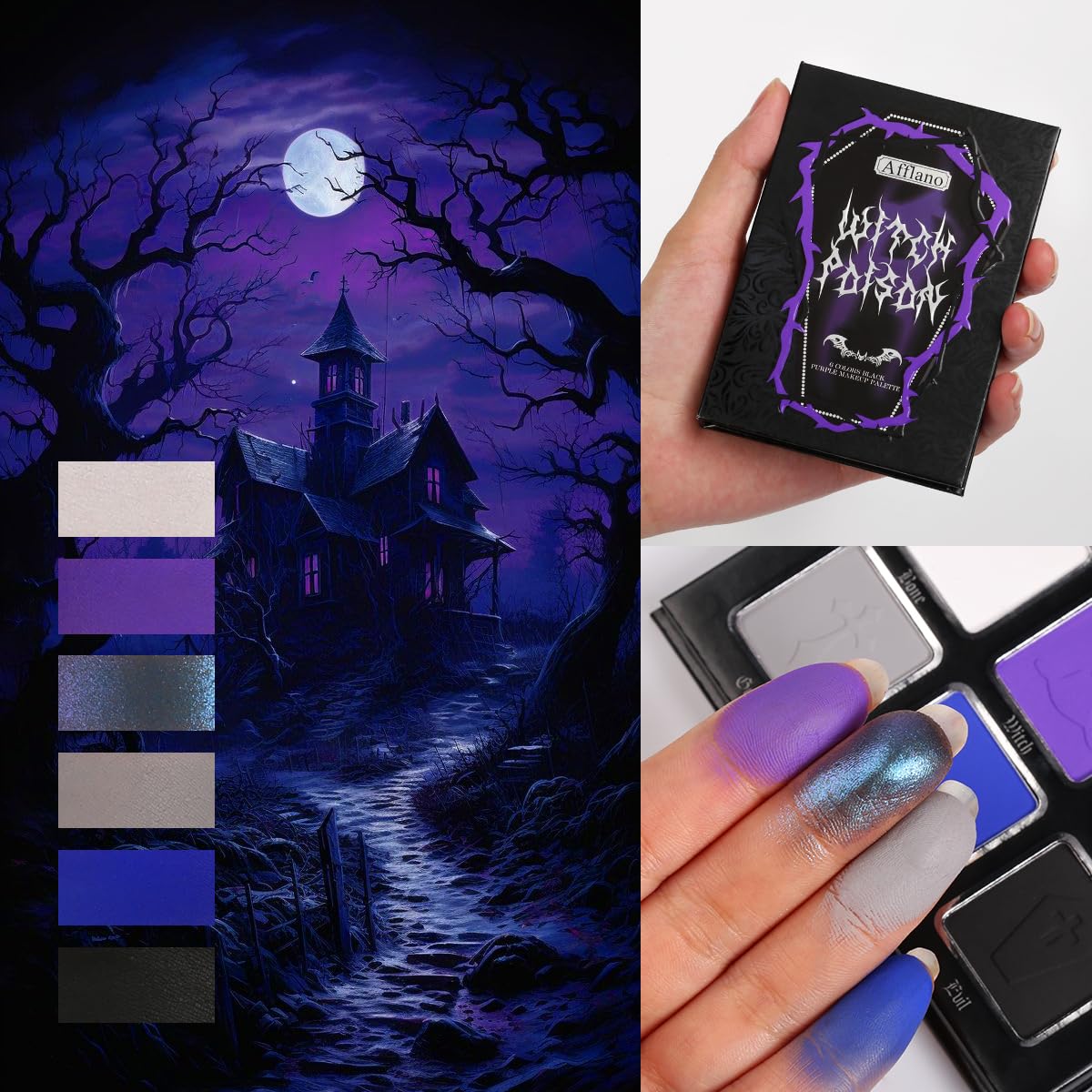 La Catrina palette gothique vegan portable avec miroir pratique.