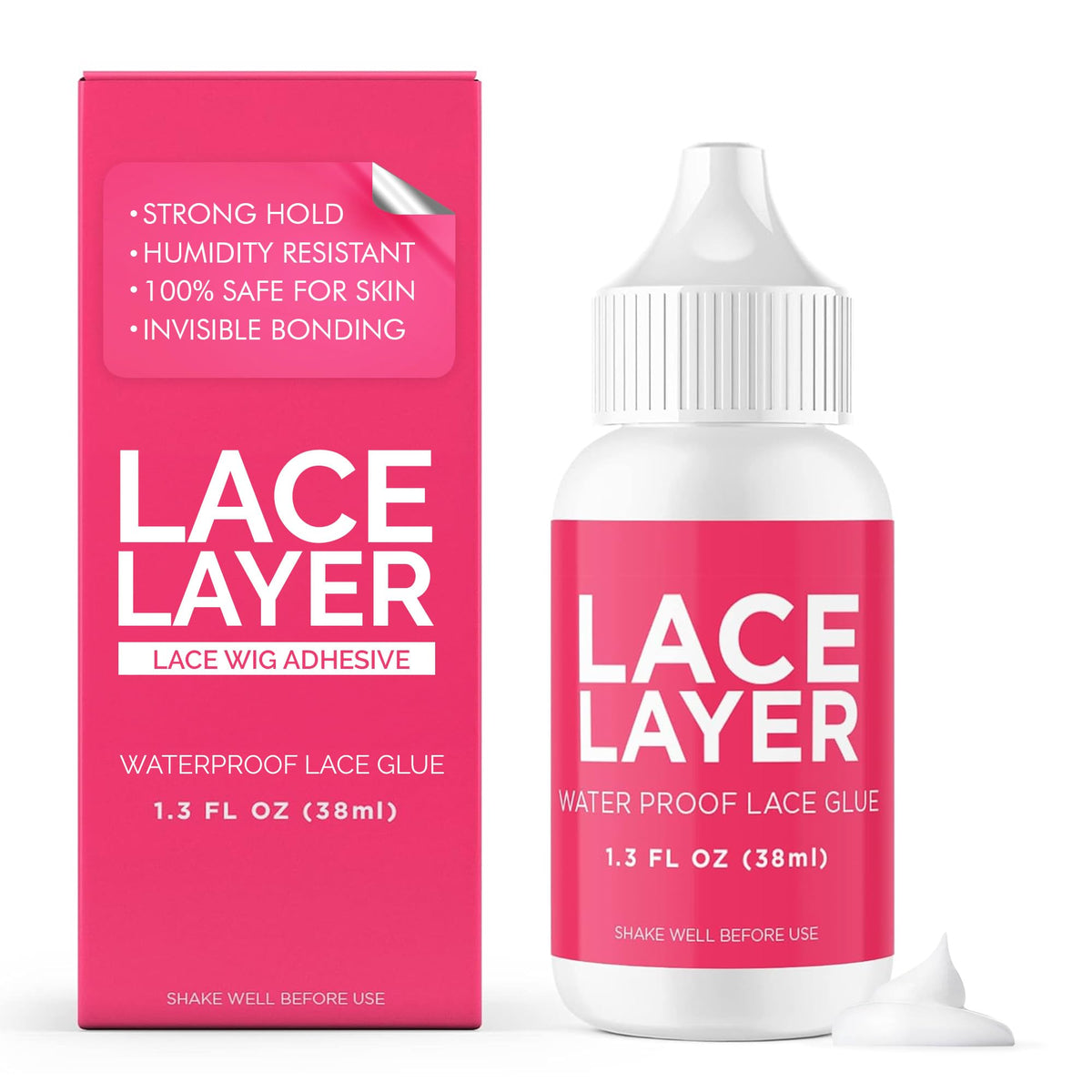 Lace Layer: bouteille adhésive 1,3 oz pour fixation discrète et durable.