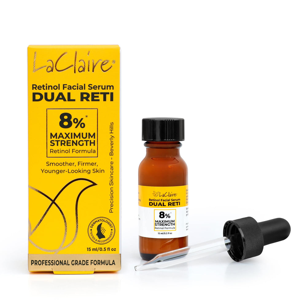 LaClaire Fresh Look: bouteille de sérum 8% retinol pour peau plus lisse et lumineuse.