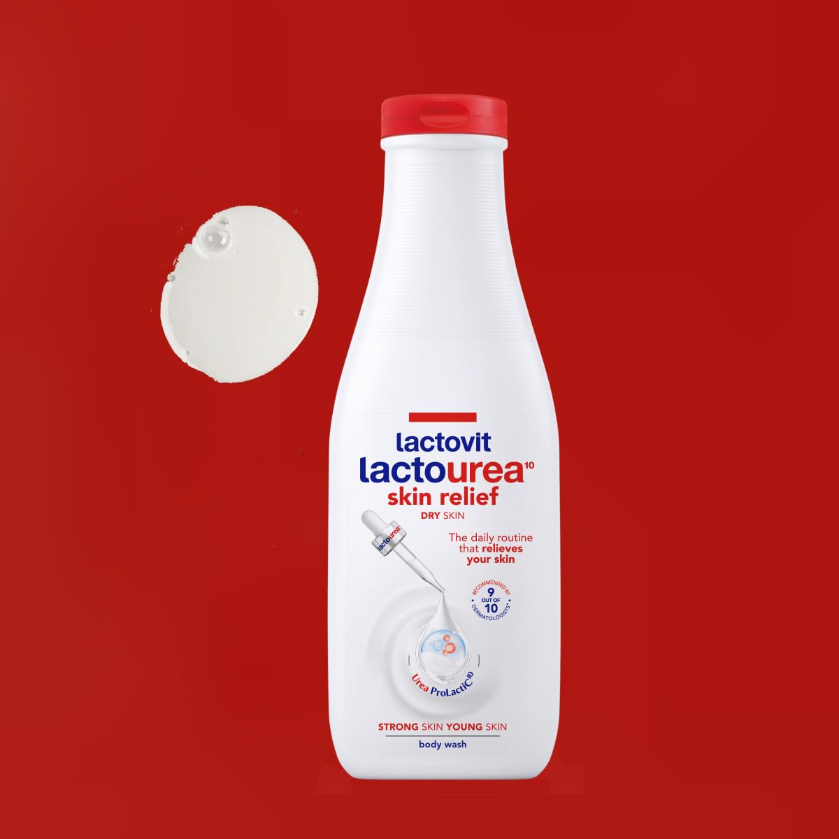 Acide lactique exclusif de Lactovit Lactourea, peau douce et lisse après douche.