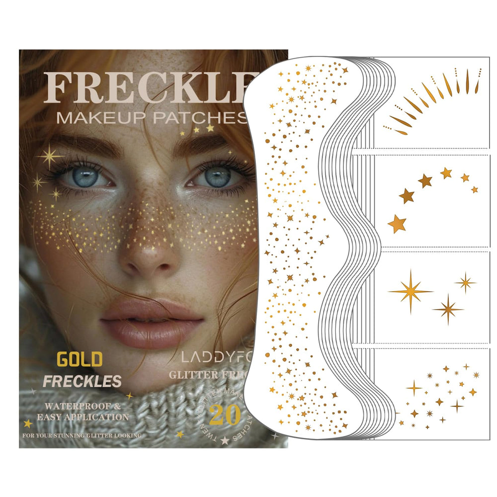 Patch visage dorees LADDYFOX rendu paillete durable pour fetes et concerts