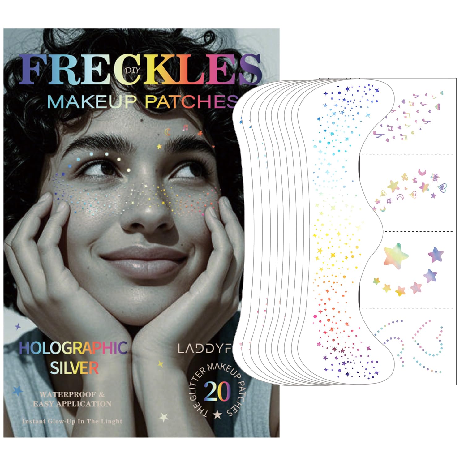 LADDYFOX taches visage holographiques pour un look scintillant en festival