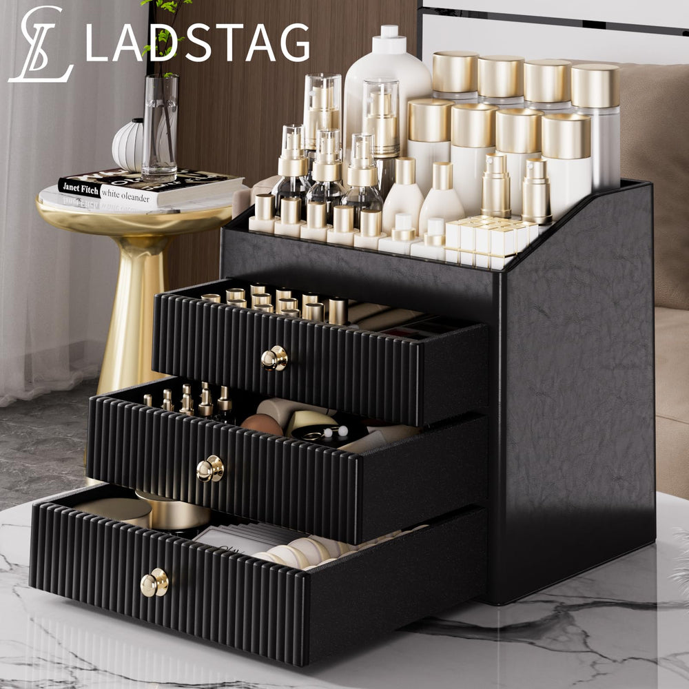 Texture cuir PU noir LADSTAG, allure durable et facile d entretien.