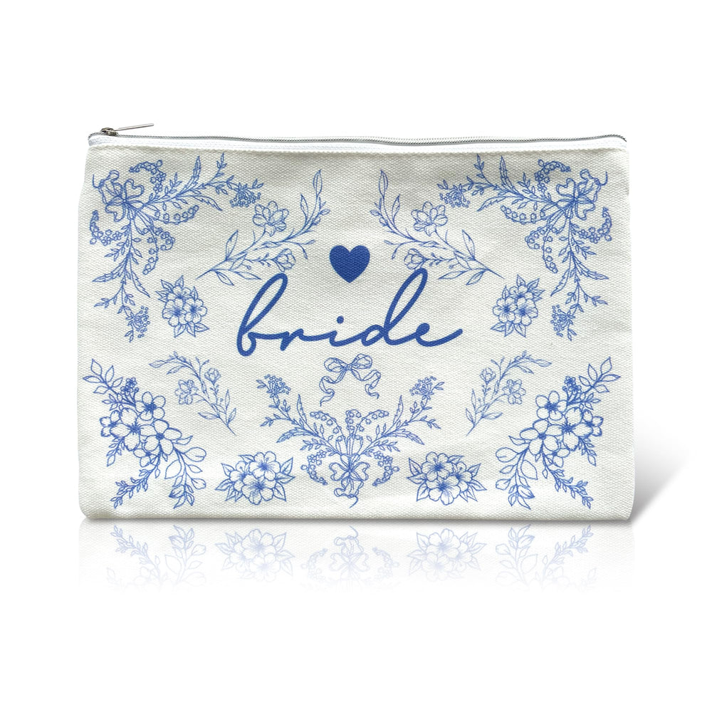 Pochette mariée LADY&HOME avec inscription mariée bleu, élégante et pratique.