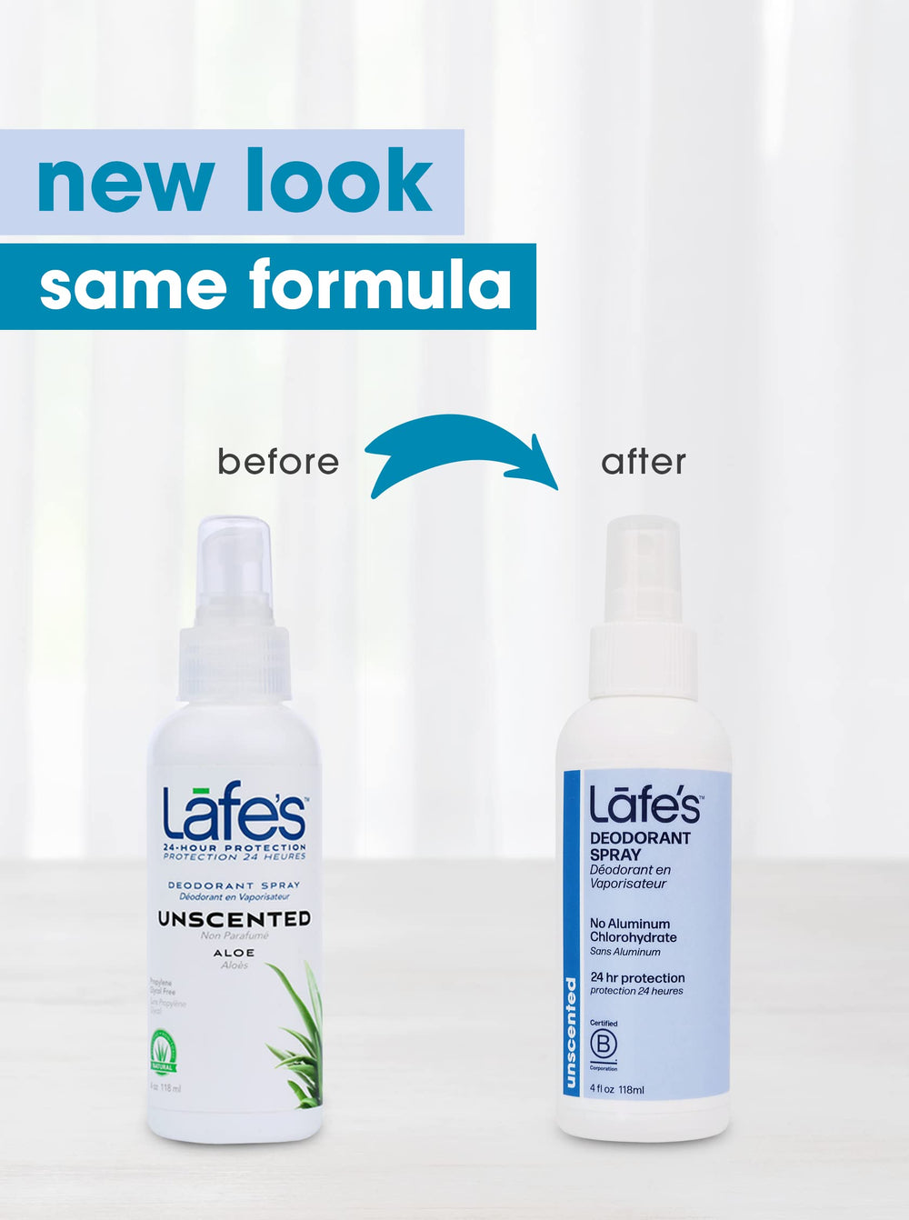 Étiquette du déodorant Lafe's présentant des ingrédients naturels et sans toxines.