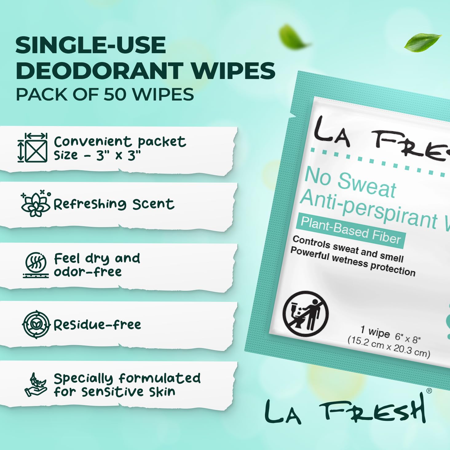 Lingettes emballées individuellement Lafresh Travel Lite, faciles à transporter.