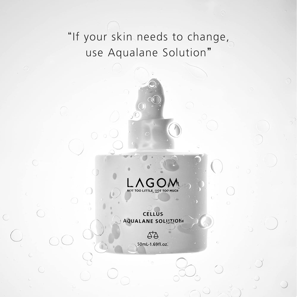 Peau lumineuse avec LAGOM Cellus Aqualane, barrière renforcée et douceur durable.