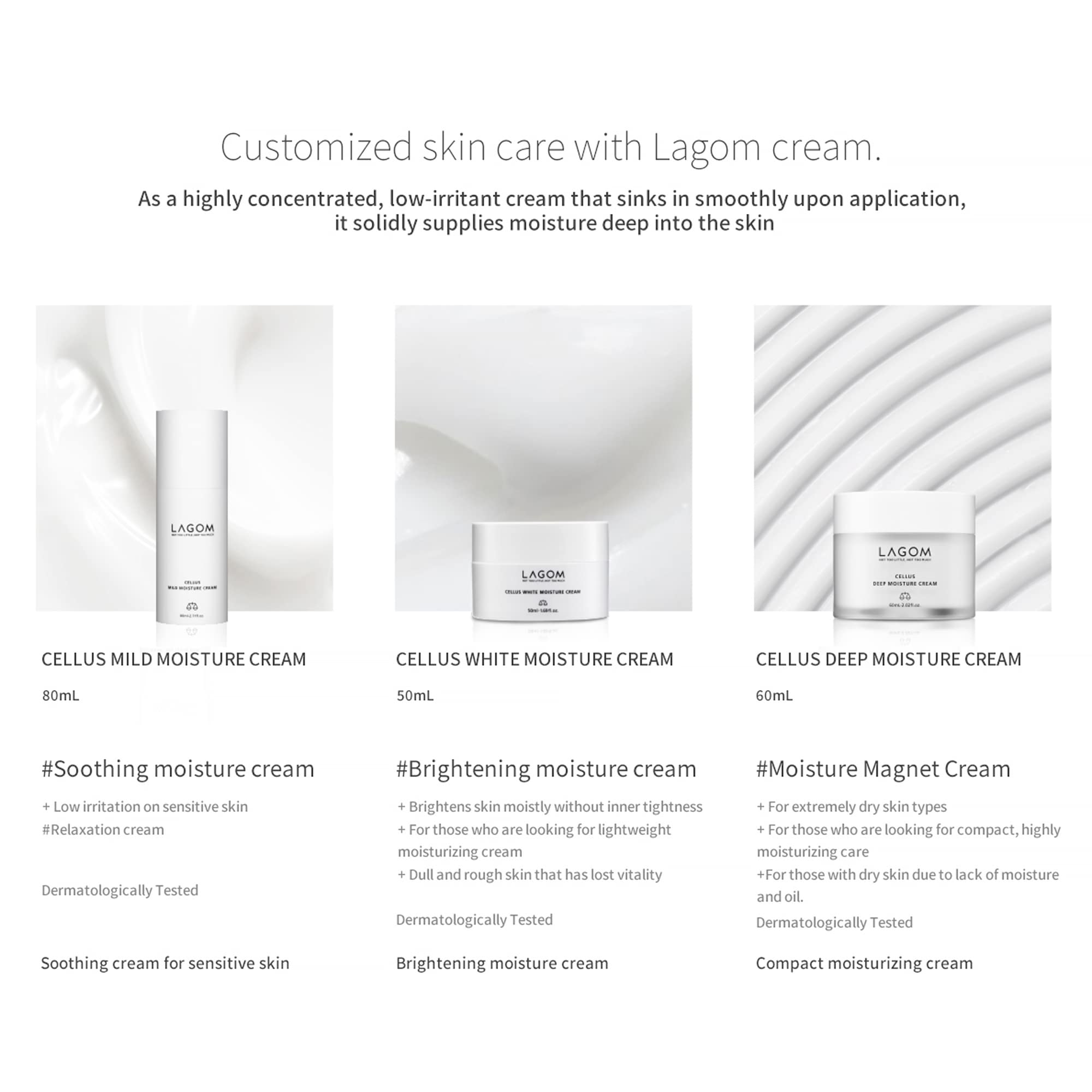 Lagom Cellus Crème Hydratante pot de 80 ml, usage quotidien pratique.