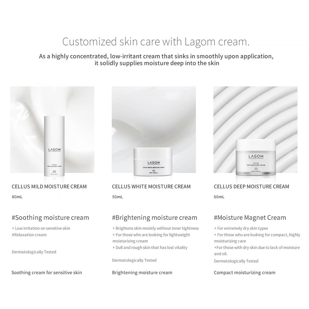 Lagom Cellus Crème Hydratante pot de 80 ml, usage quotidien pratique.