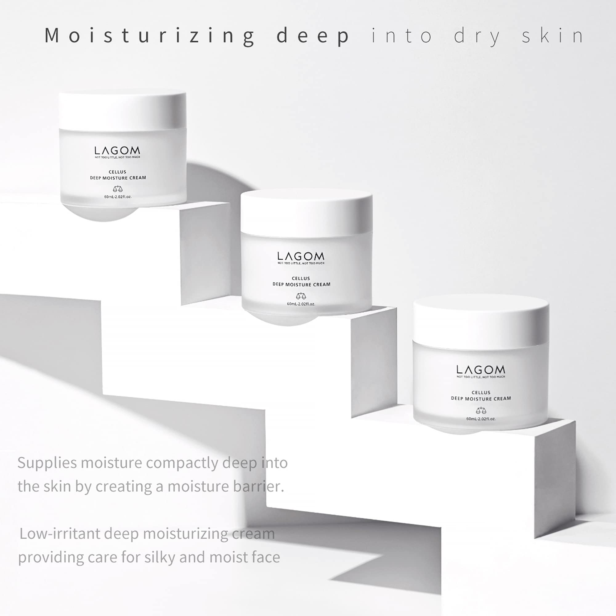 Texture satinée de LAGOM Cellus qui pénètre rapidement pour peau douce.