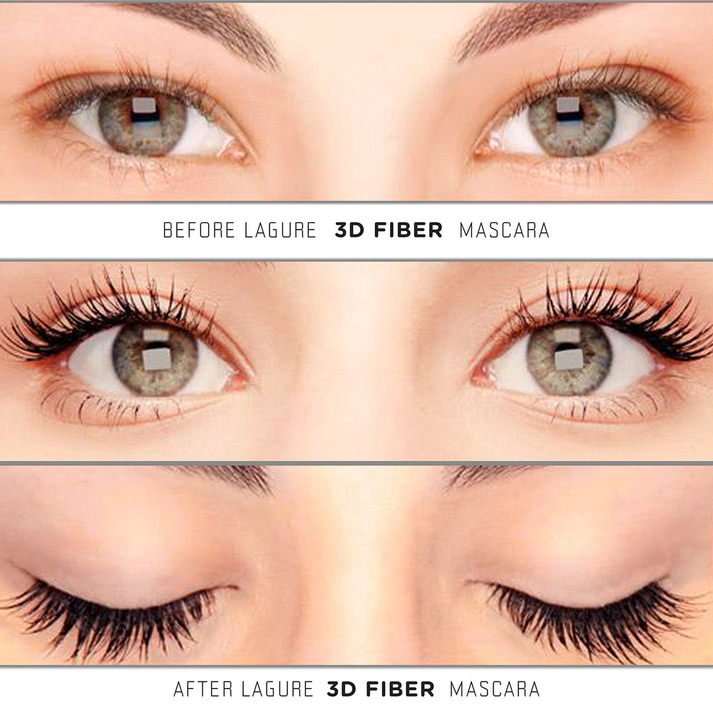 Lagure 400x fibre mascara résistance à l'eau pour une tenue durable.