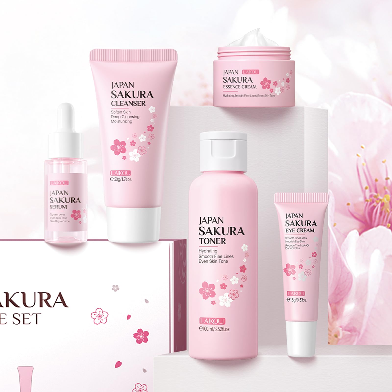 LAIKOU Sakura coffret format voyage: kit pratique pour les déplacements.