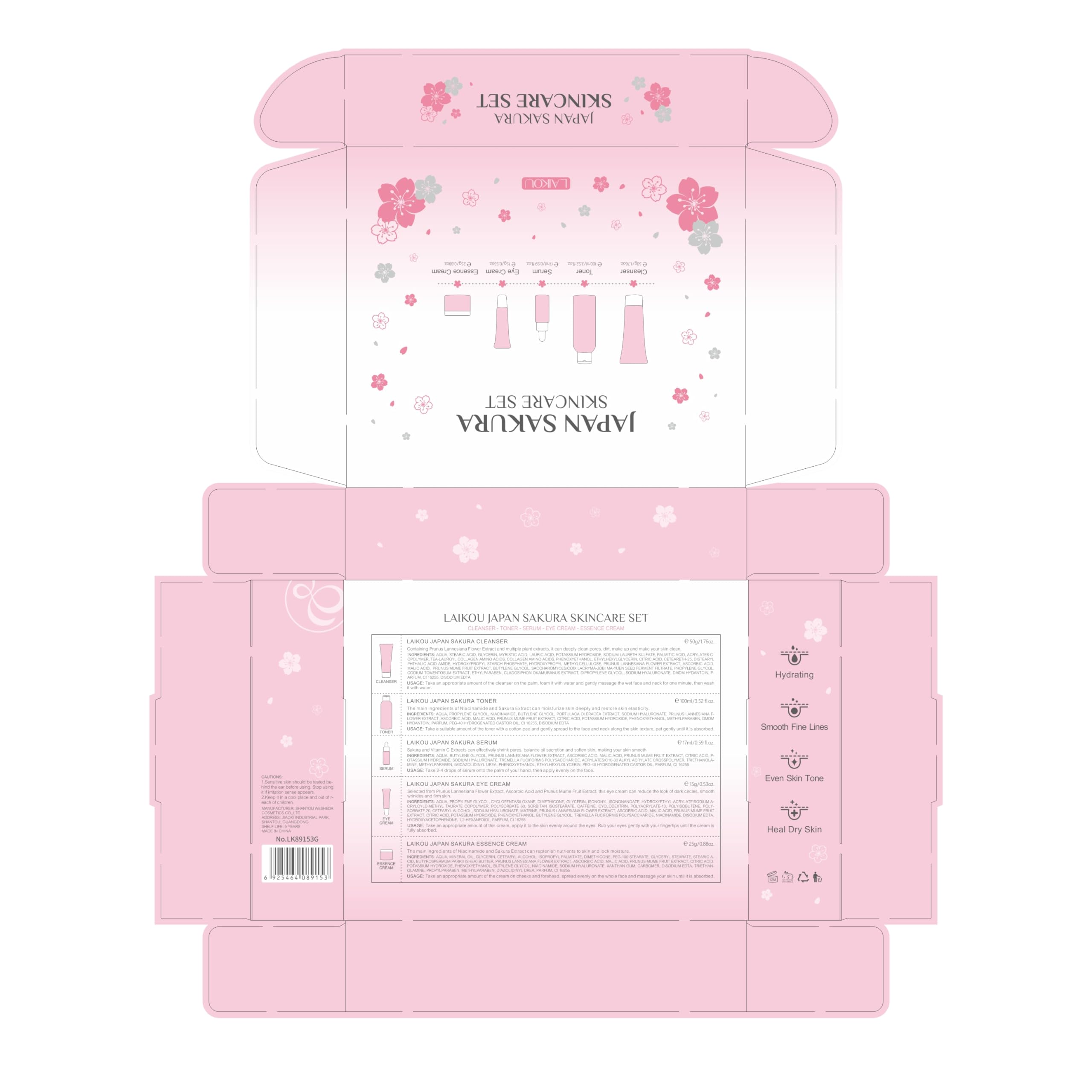 LAIKOU Sakura fleurs de cerisier: extrait doux pour peau nourrie et souple.