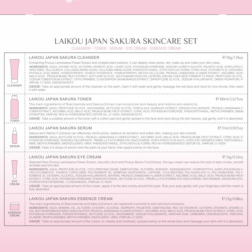 LAIKOU Sakura format voyage coffret soin: idéal pour week-ends et vacances.