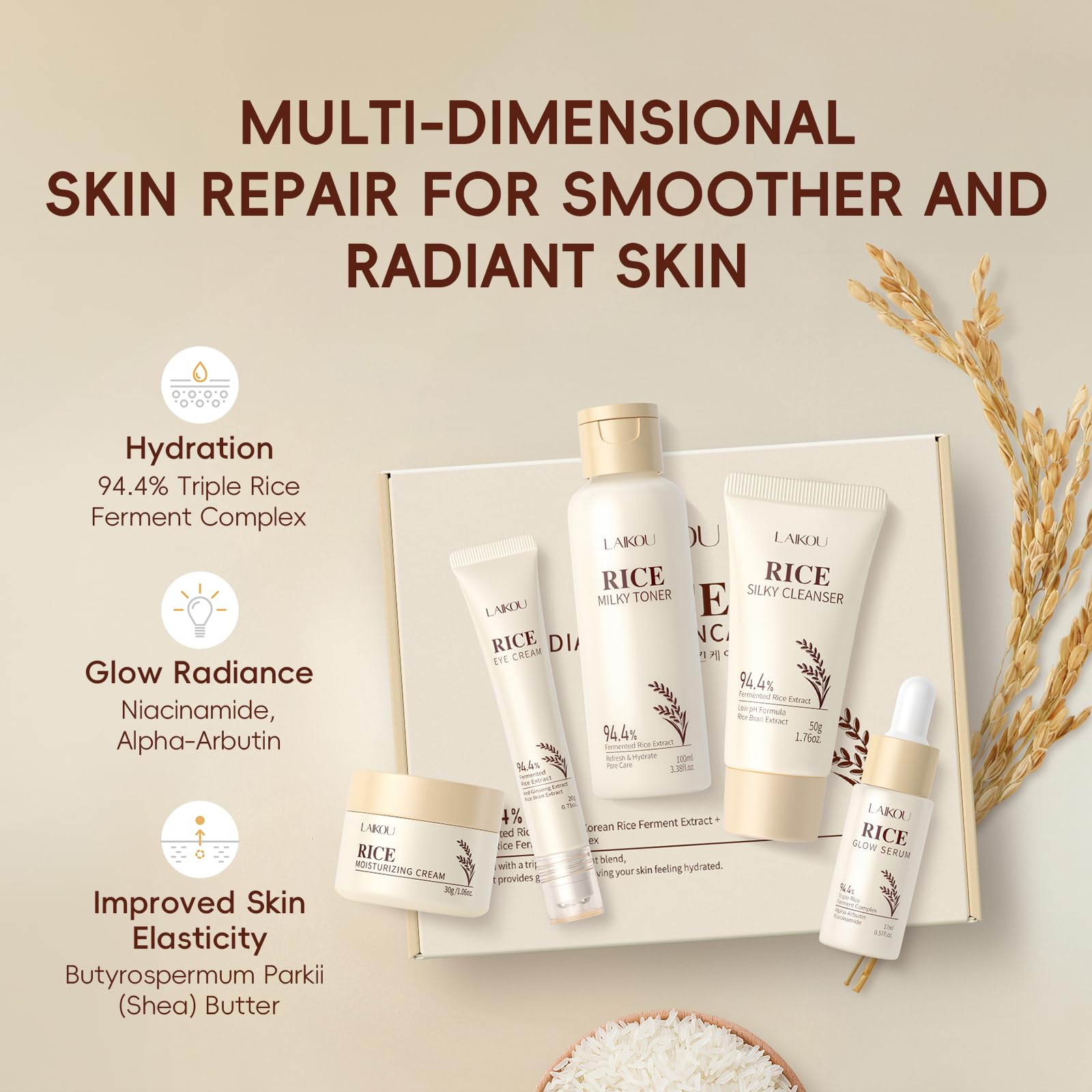 Laikou Tonique Riz — tonifie et prépare la peau pour les étapes suivantes.
