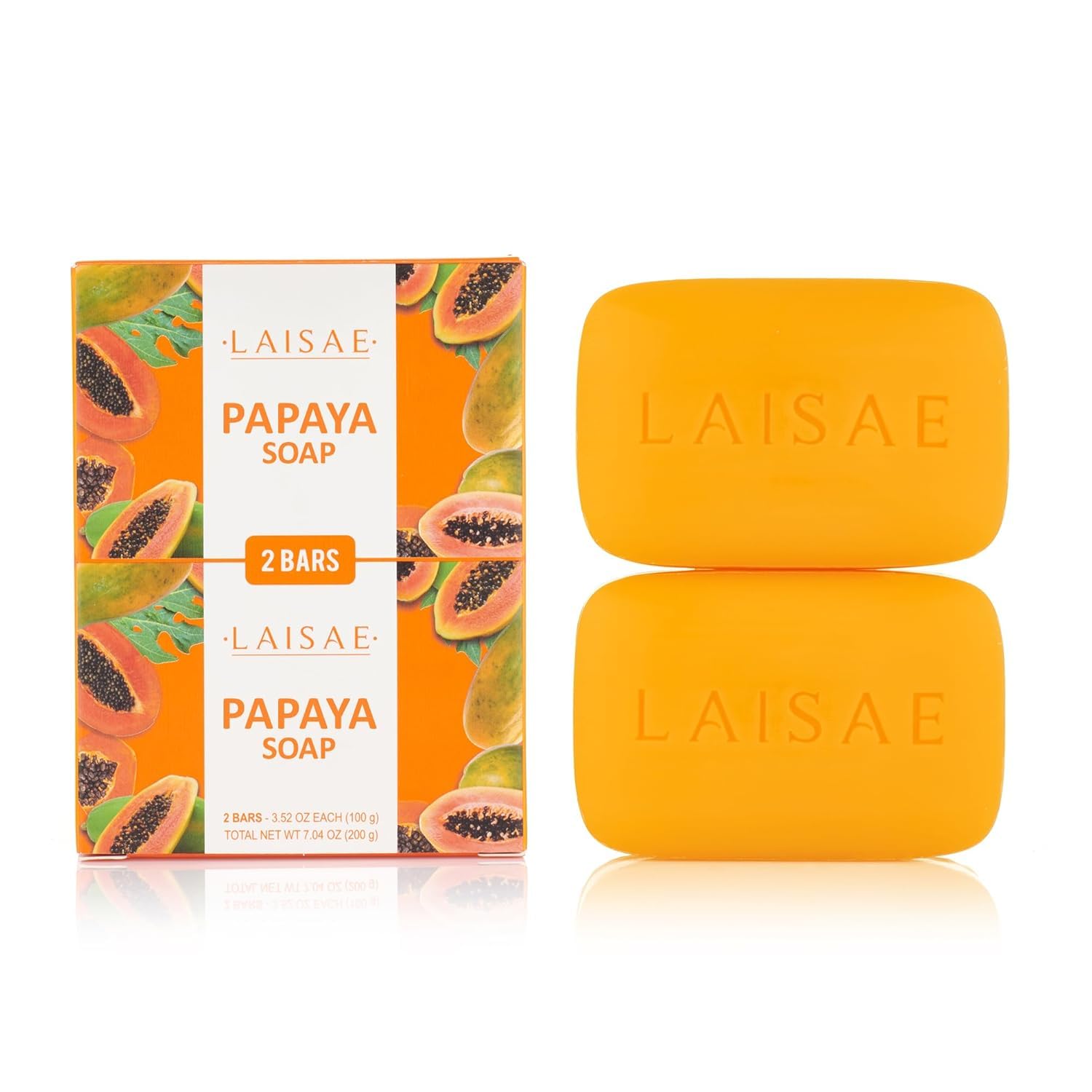 LAISAE savon exfoliant papaye – nettoie en douceur et exfolie légèrement pour un teint lissé.