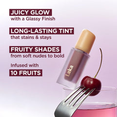 Laka Fruity Glam Tint – Application sur levres pour un effet brillant hydratant.