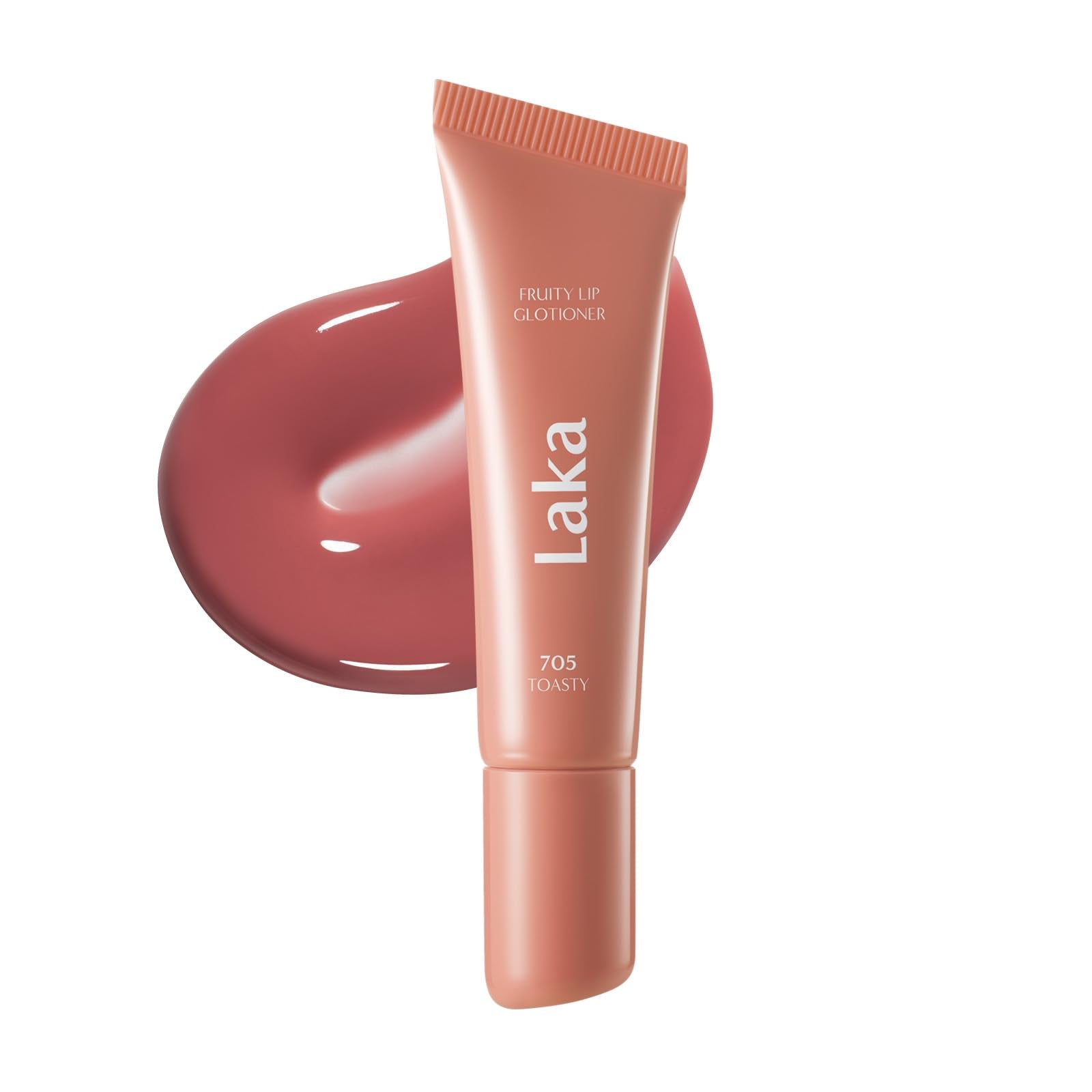 Laka Fruity Lip Glotioner, bouteille 10 ml, brillance éclatante et hydratation légère.