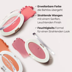 Laka Love Silk Blush glisse sans effort pour un flush frais et durable.