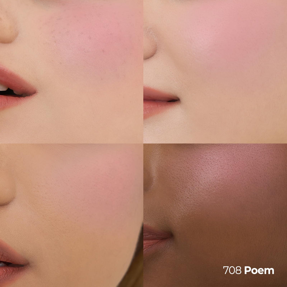 Texture soyeuse et lumineuse de Laka Love Silk Blush pour un éclat naturel.