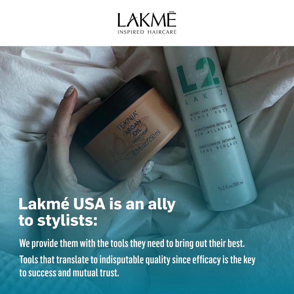Lakmé L2 bi-phase: texture légère qui dépose une brillance naturelle.