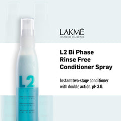 Lakmé L2 spray bi-phase detanglant: démonstration du soin qui sublime les cheveux.