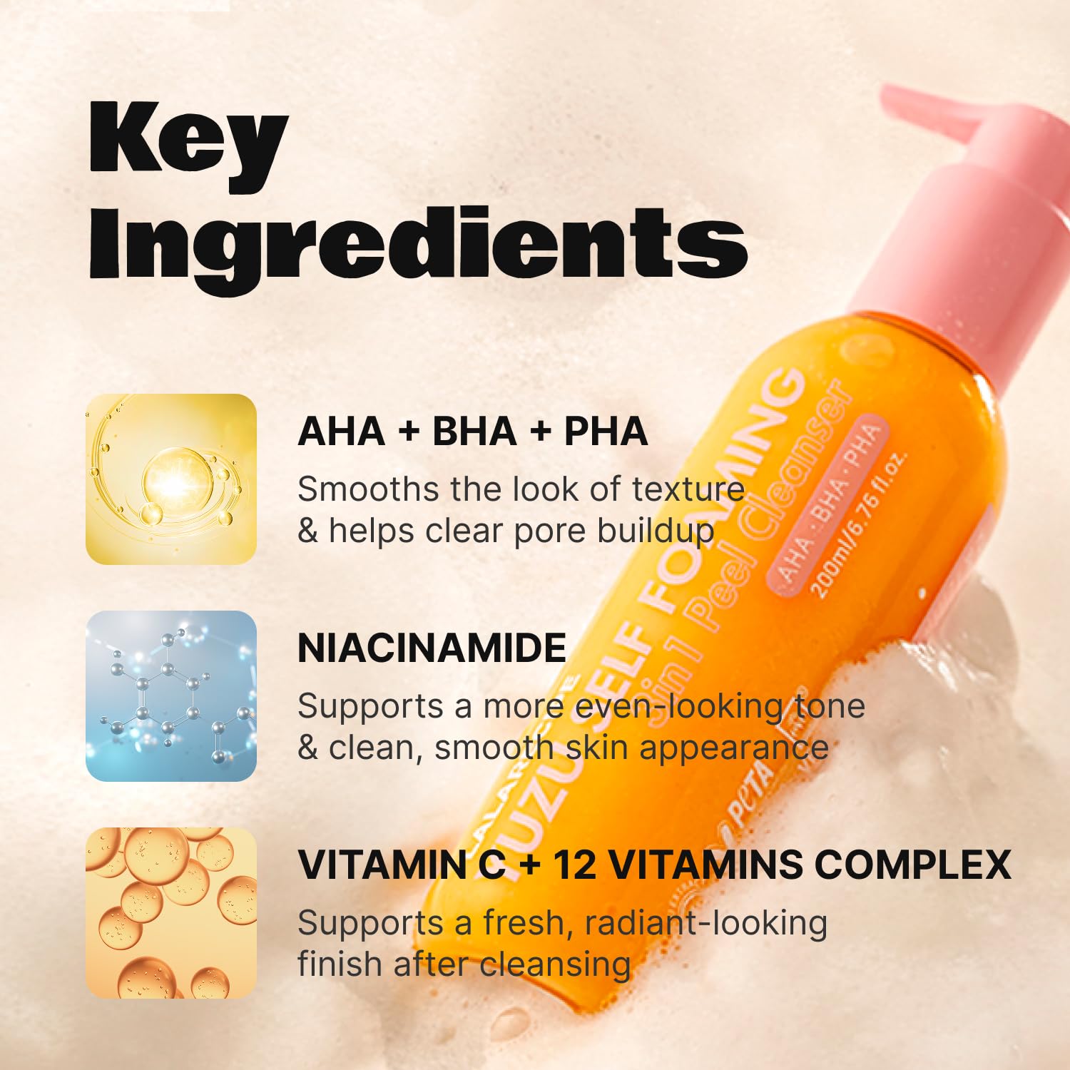 LALARECIPE Yuzu exfoliation douce avec AHA BHA PHA pour texture plus lisse