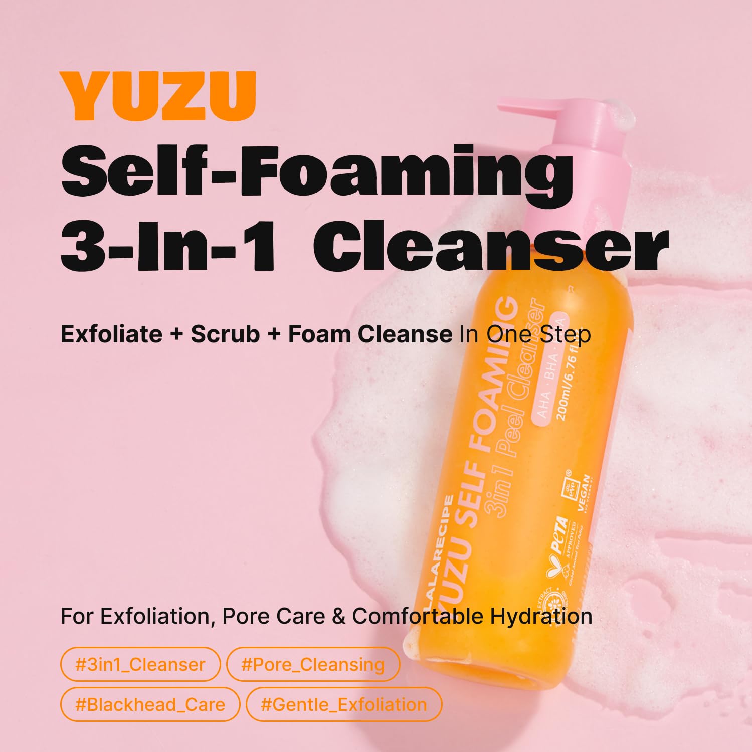 LALARECIPE Yuzu mousse visage légère offrant une sensation rafraîchissante