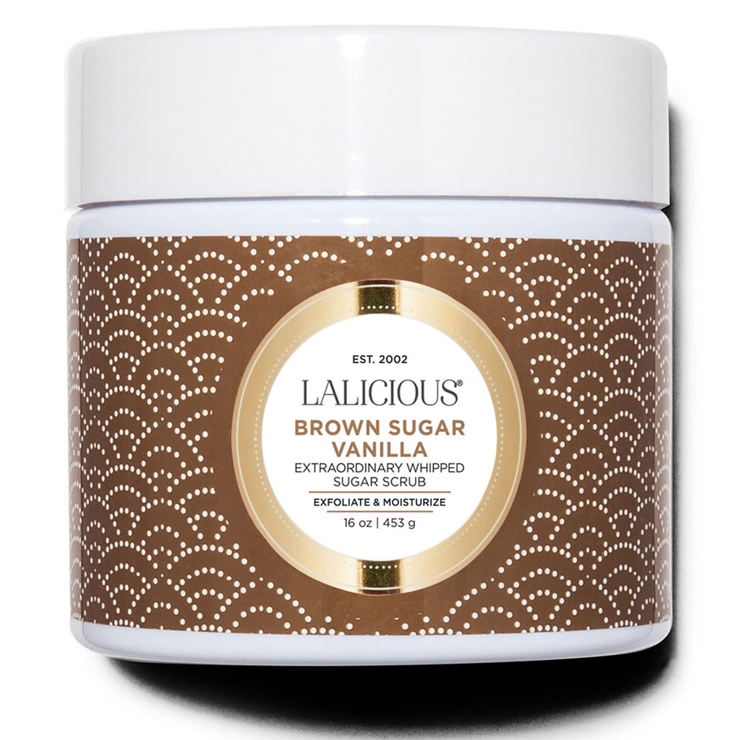 LaLicious gommage corps sucre brun vanille – texture whipée pour exfolier en douceur.