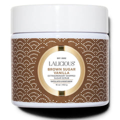 LaLicious gommage corps sucre brun vanille – texture whipée pour exfolier en douceur.