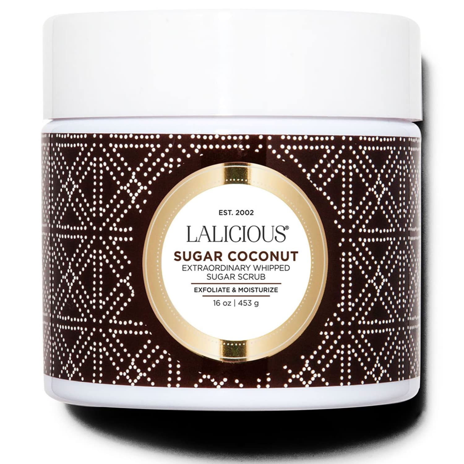 LaLicious gommage sucre coco en pot, exfoliation douce pour peau lisse.
