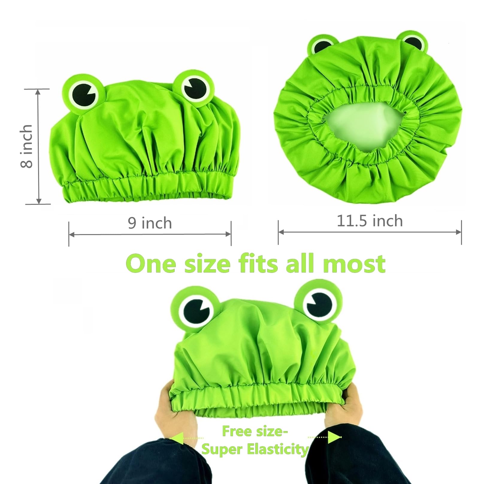 LamaMe inclus 2 élastiques grenouille pour attacher les cheveux avant le bonnet.