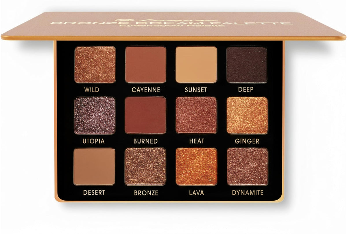 Palette Lamora Bronze avec 12 ombres pour looks quotidiens durables