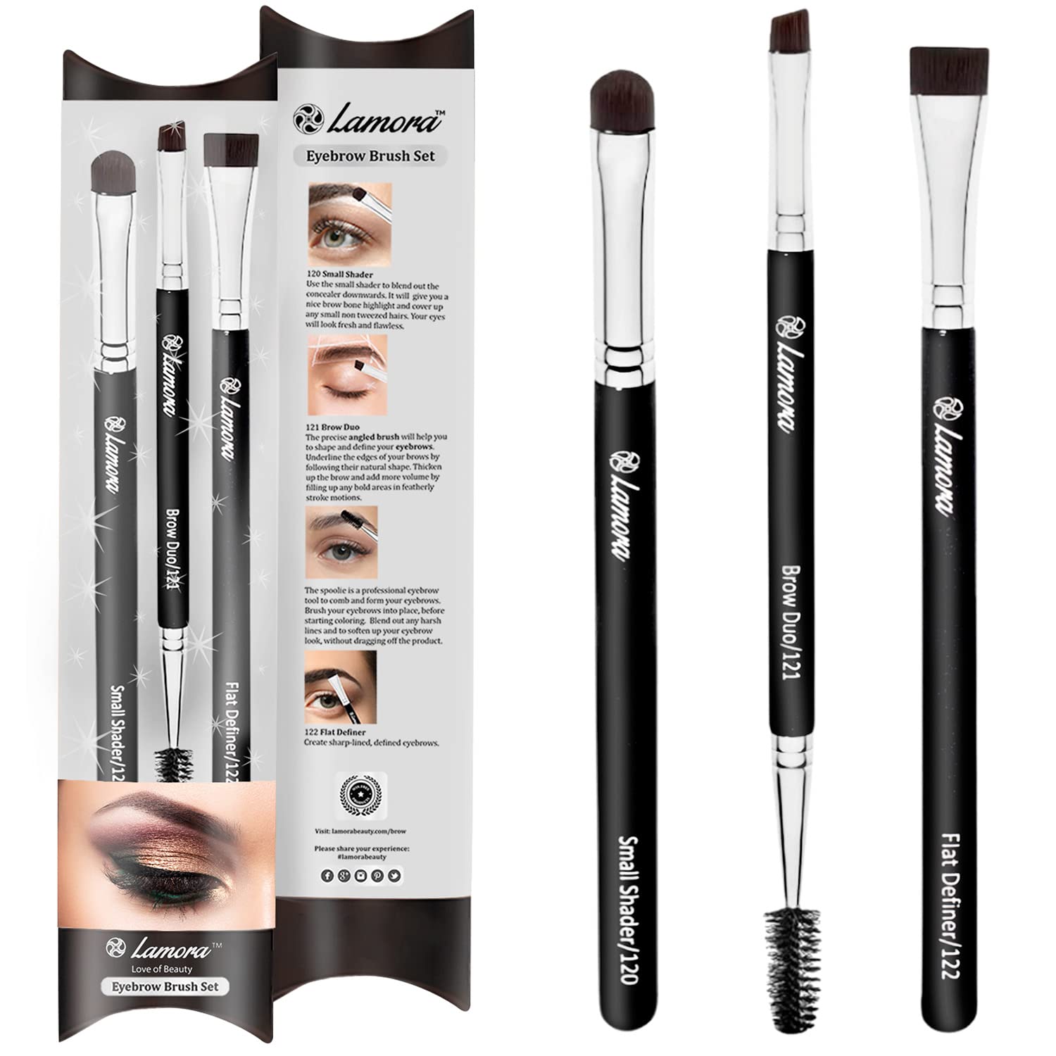 Lamora brosse sourcils duo goupillon angulaire: définition nette et mise en forme rapide