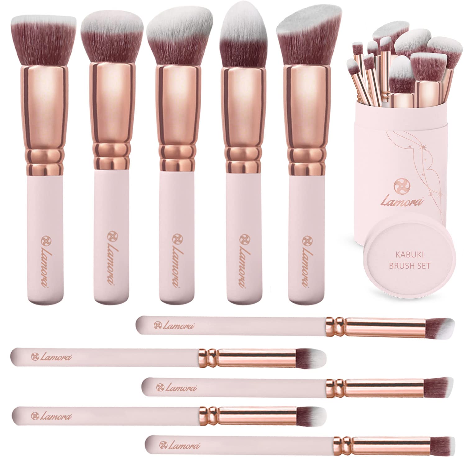 Lamora kit pinceaux Kabuki — ensemble élégant pour rangement pratique