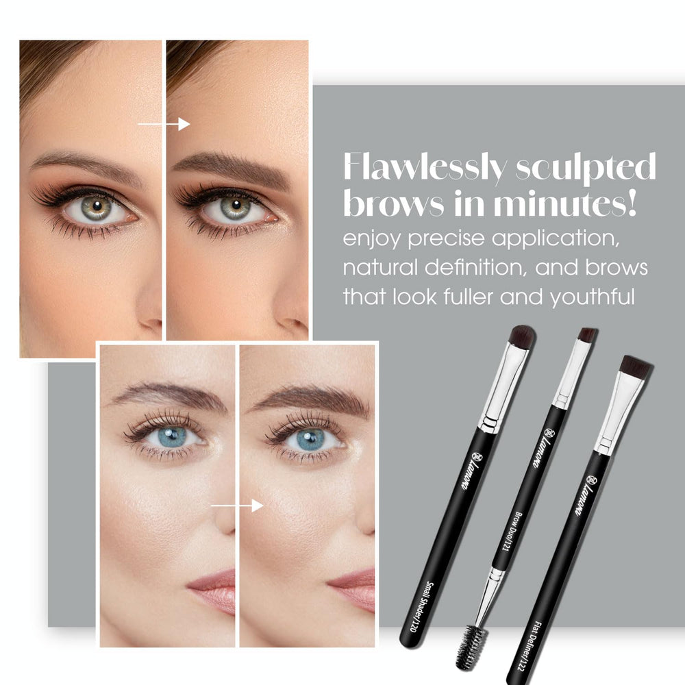 Lamora ensemble pinceaux sourcils 3 pièces: polyvalence adaptée à chaque morphologie