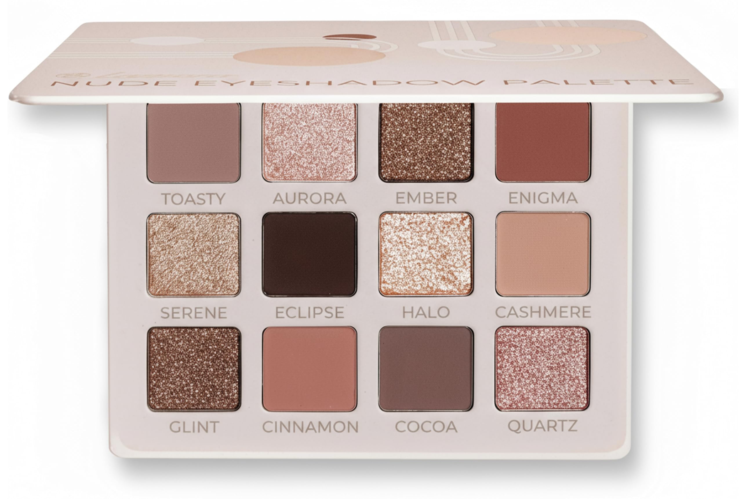 Lamora palette yeux neutre: 12 ombres rose pâle pour un look naturel et durable.