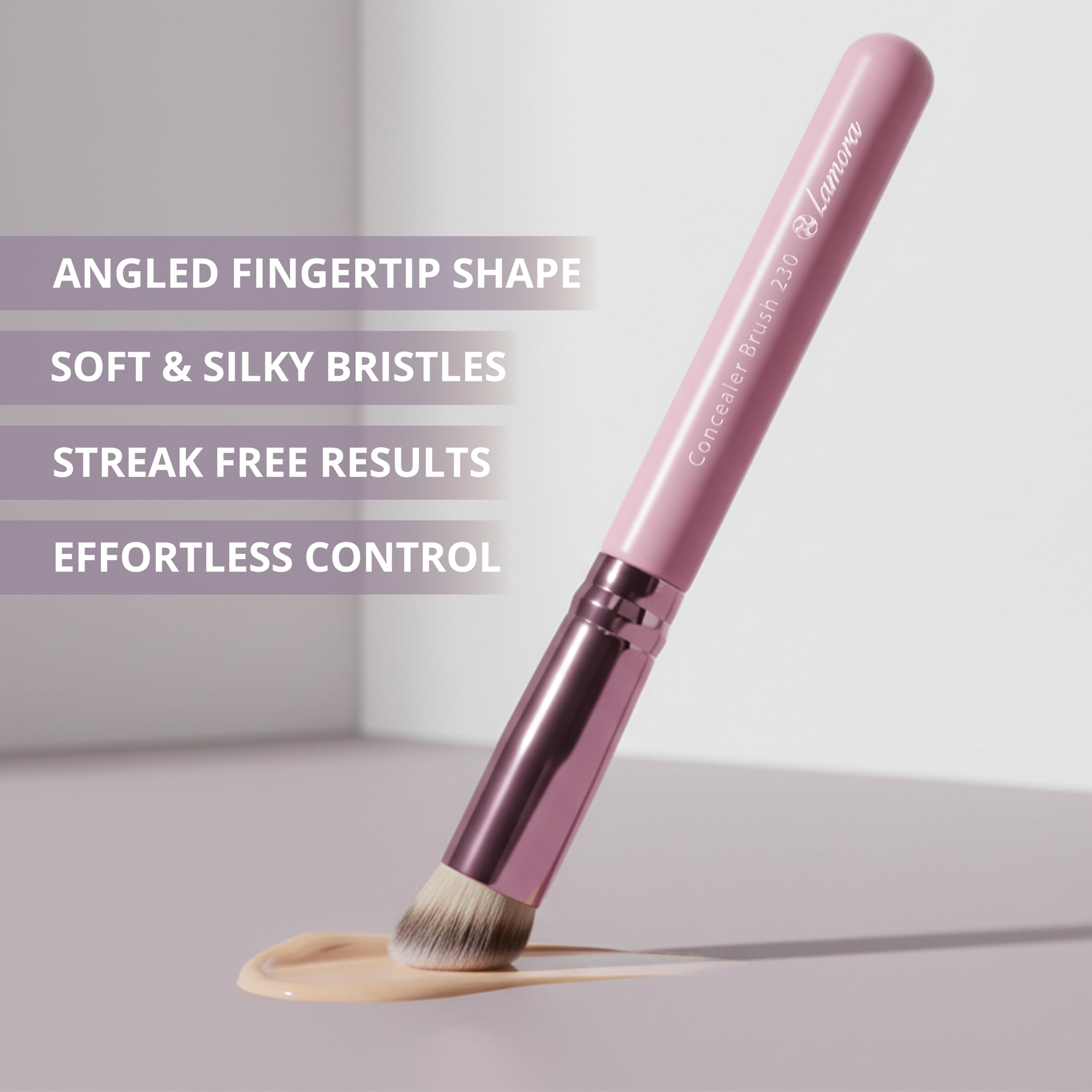 Pinceau Lamora blending-smoothing, fusion homogène entre correcteur et peau.