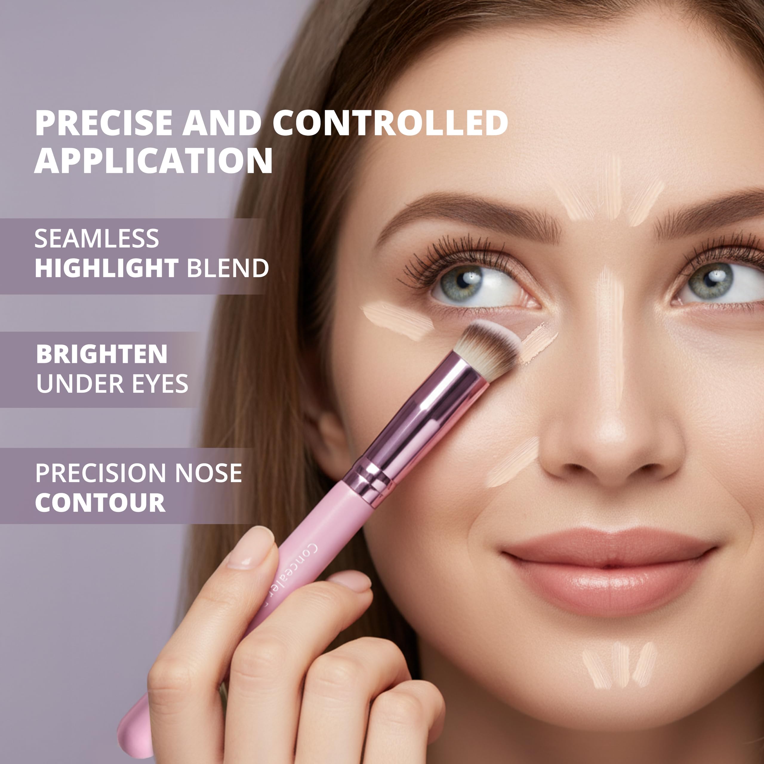 Pinceau Lamora concealer nez-sous-oeil, précision ciblée pour contours nets.