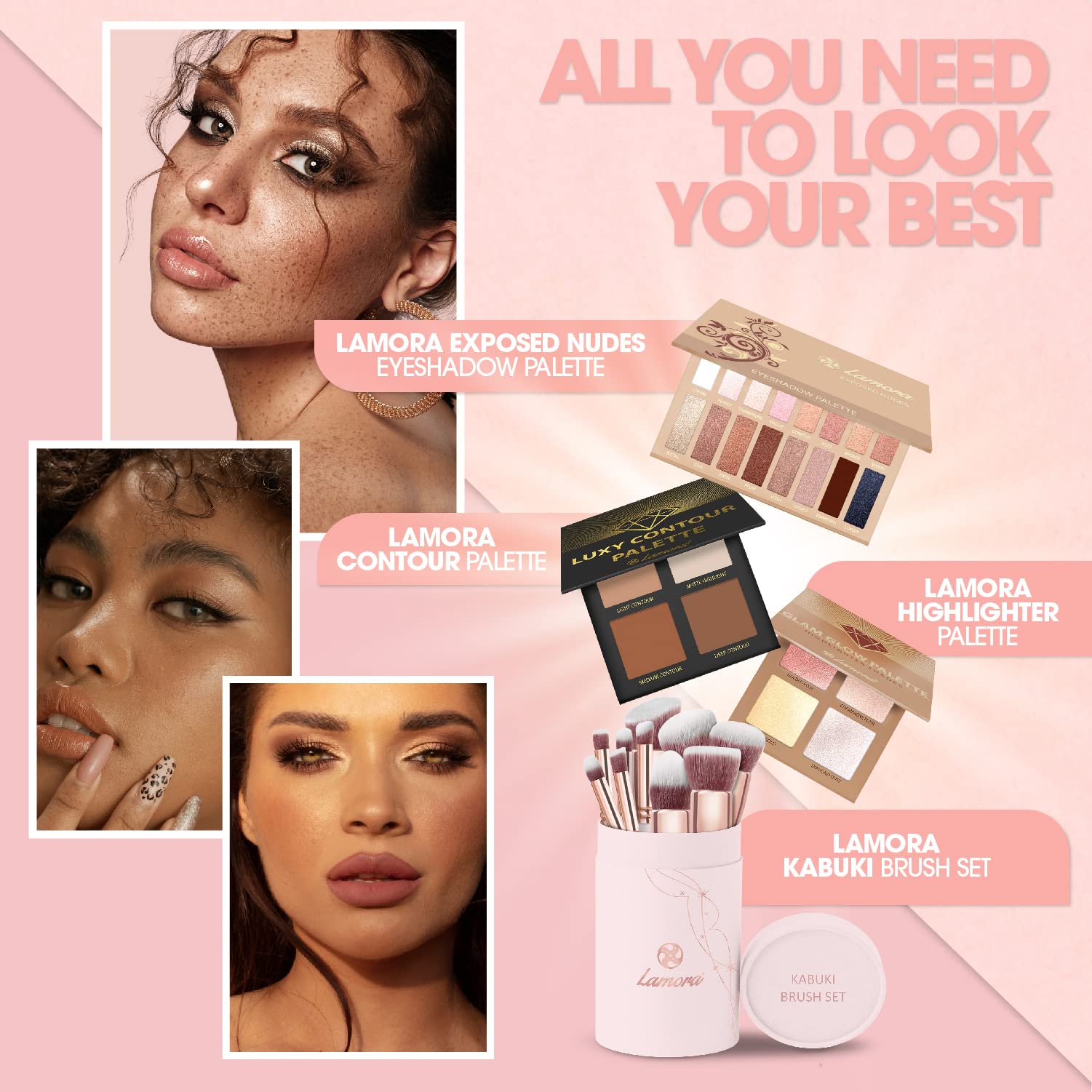 Lamora pinceaux yeux Kabuki — multiusage pour ombres et détails nets