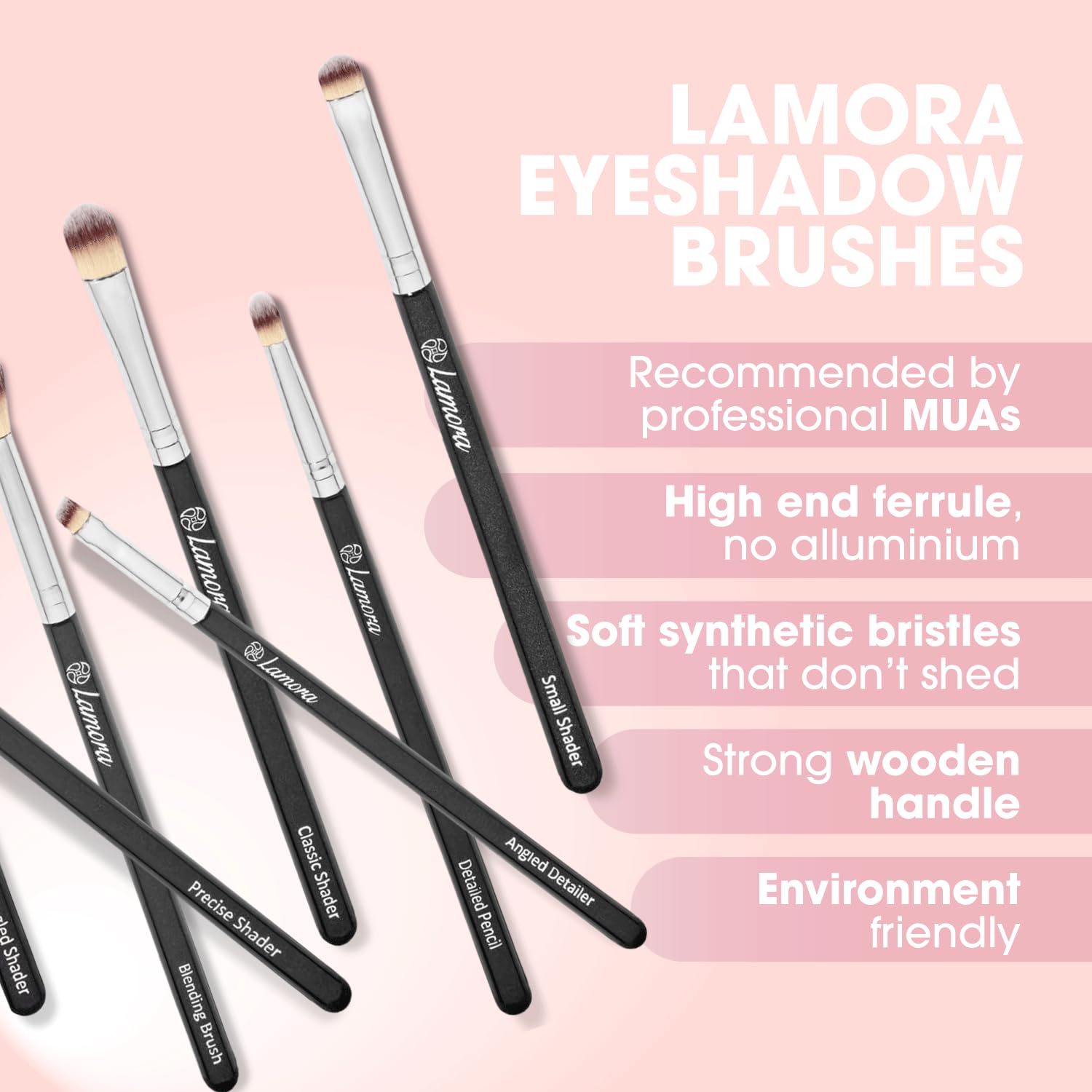 Lamora pinceaux yeux pack voyage – kit compact pour maquillage en déplacement