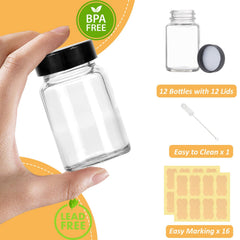 LANBEAUTIFY bouteille en verre clair 2oz avec bouchon, parfaite pour échantillons et sirops.