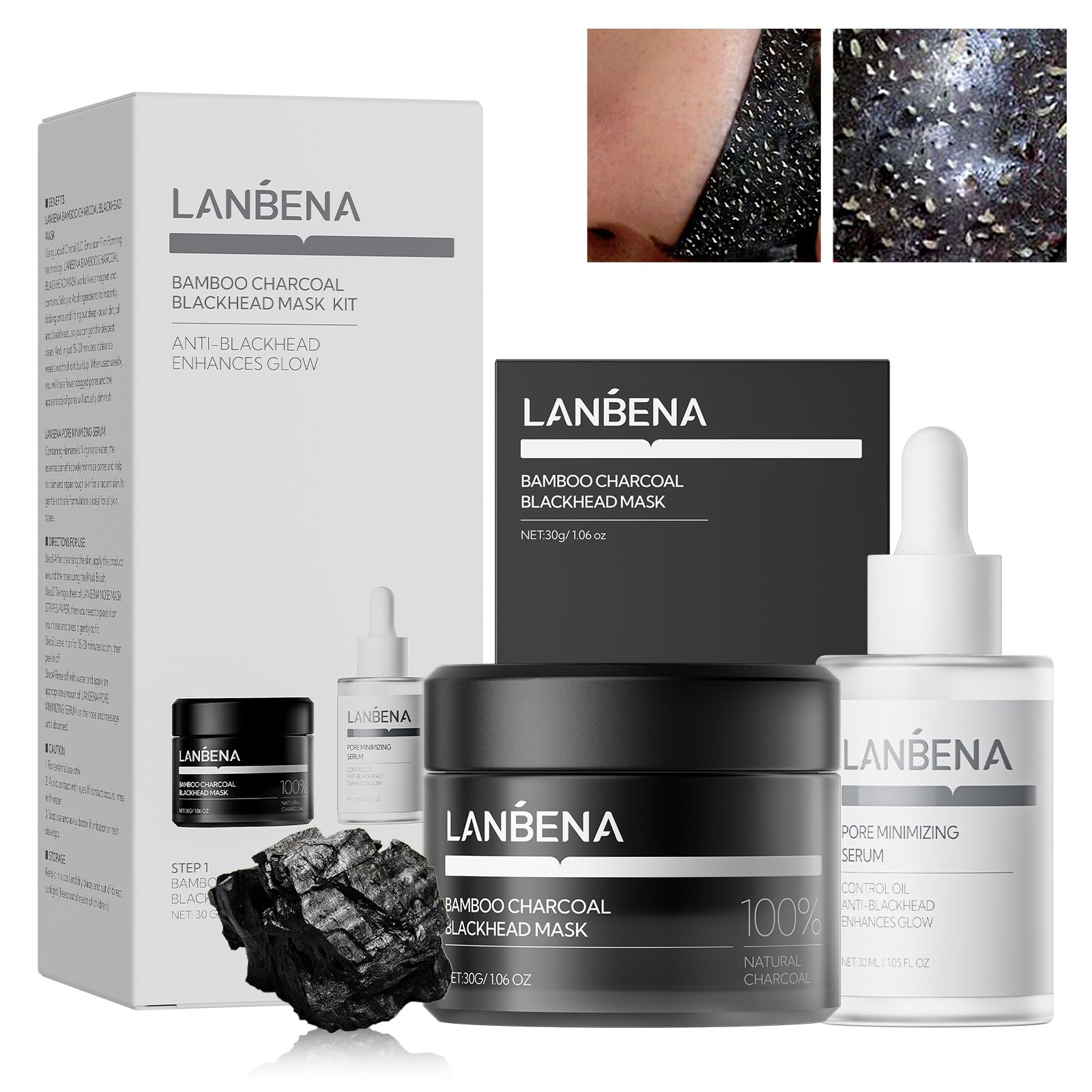 LANBENA Bandes Charbon Bambou: réduction des pores et purification en une seule étape.
