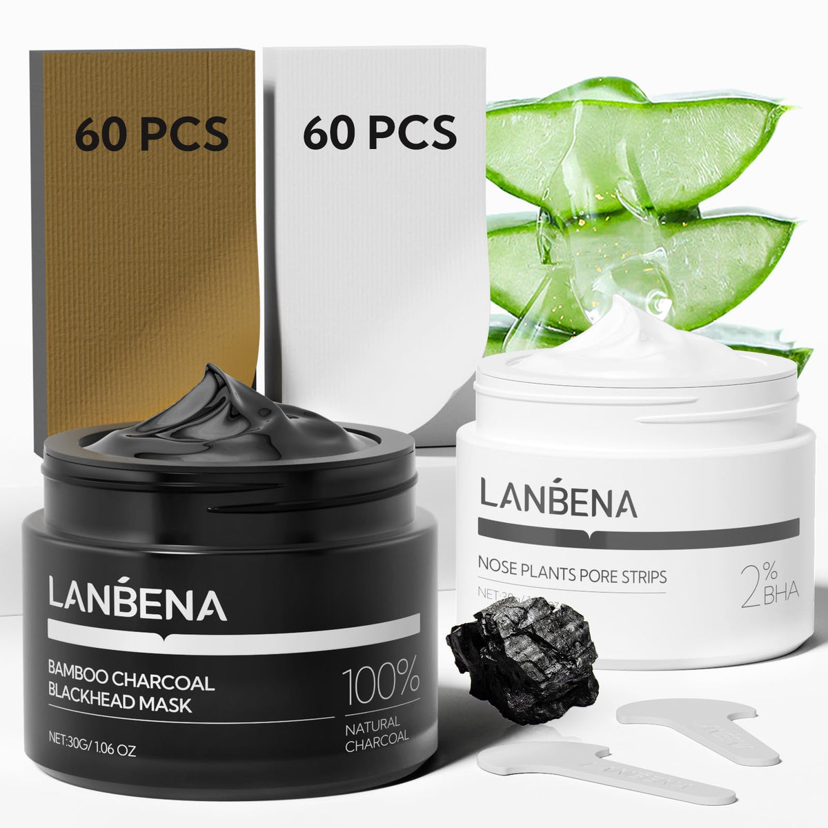 LANBENA Bandes pores 2% : réduction visible des points noirs et impuretés.