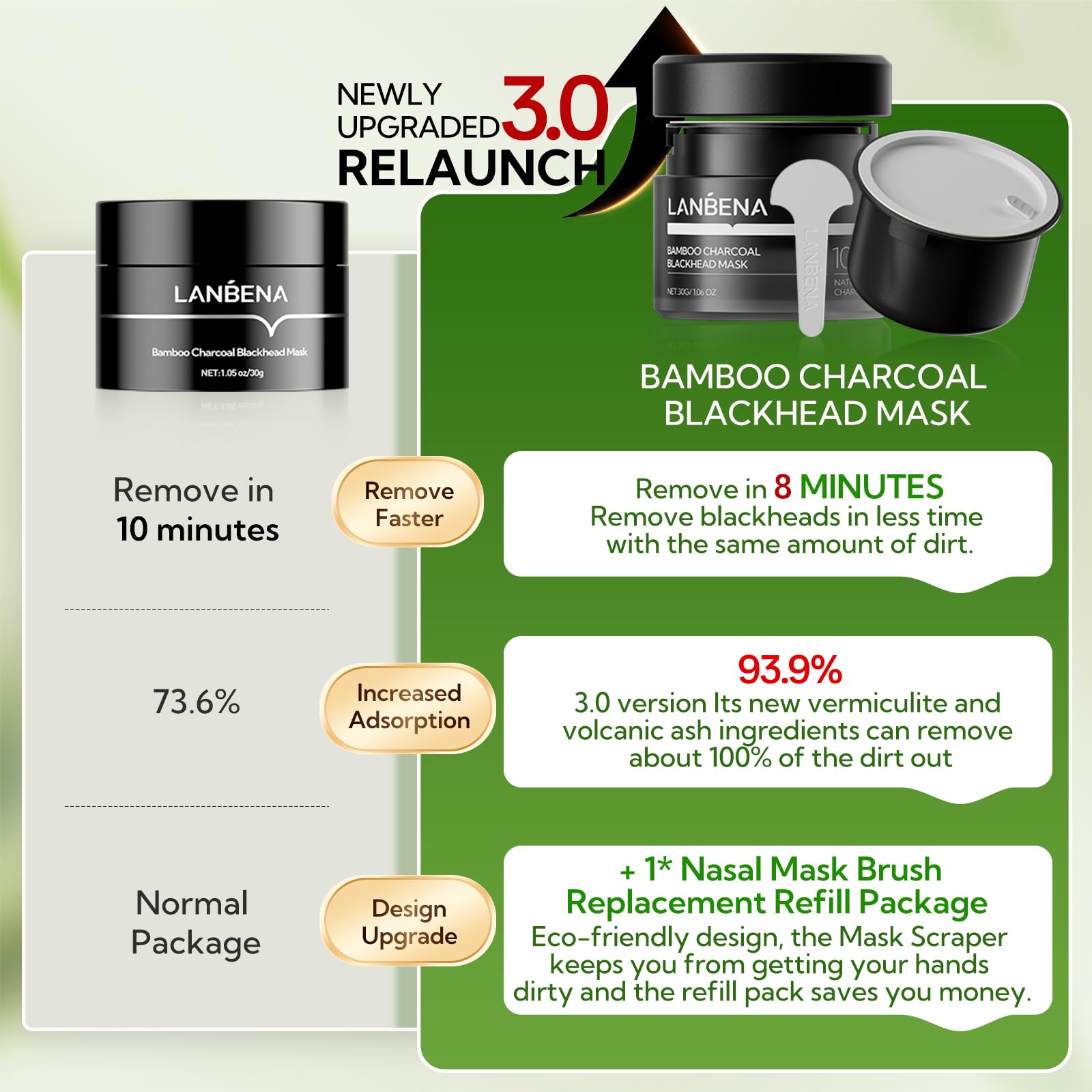 LANBENA Charbon bambou adsorption efficace et naturelle