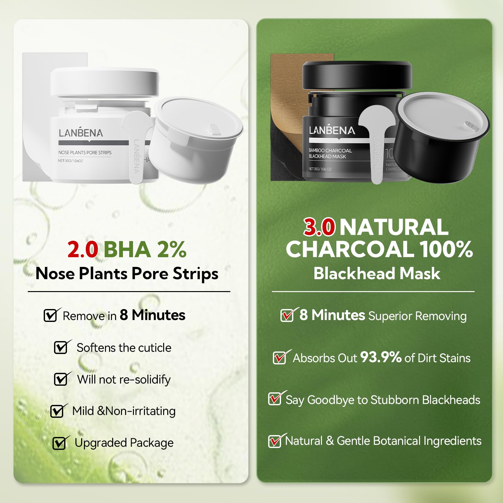 LANBENA Masque charbon bambou : detoxifiant purifiant et rafraîchissant visage.